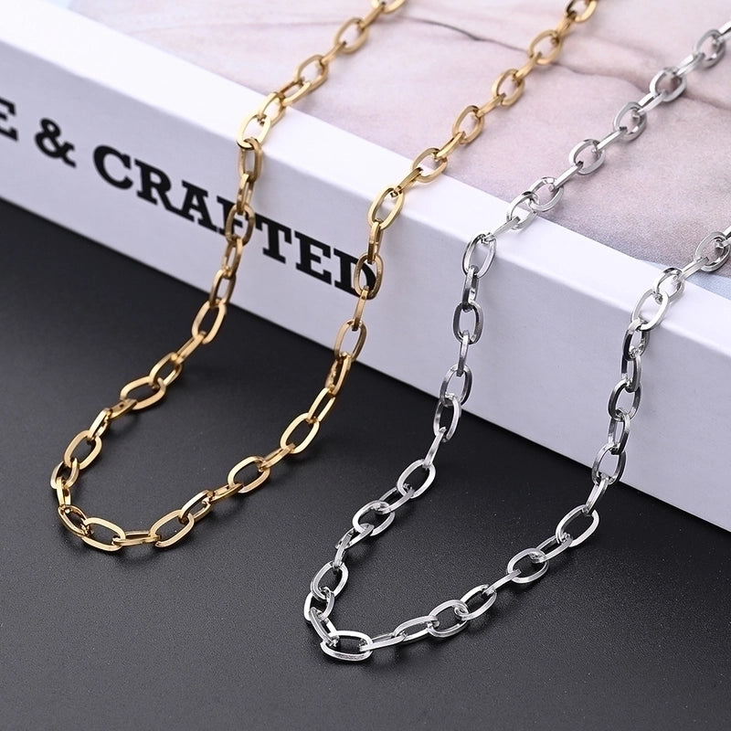 1m/Package 304 Stainless Steel Gold Plated Solid Color Polished Chain