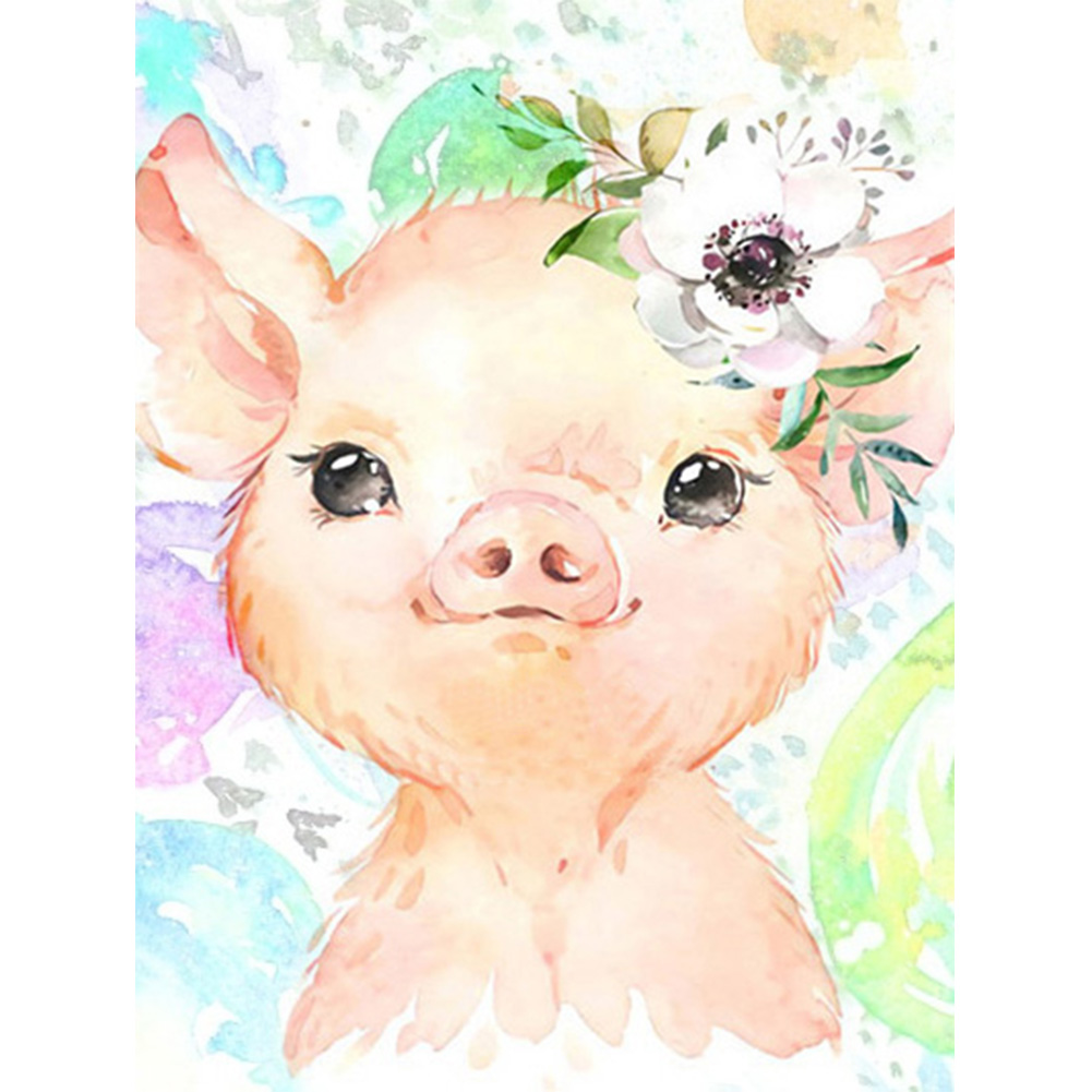 

Cartoon Pig With Flower - Round Drill Diamond Painting - 30*40CM, 501 Original