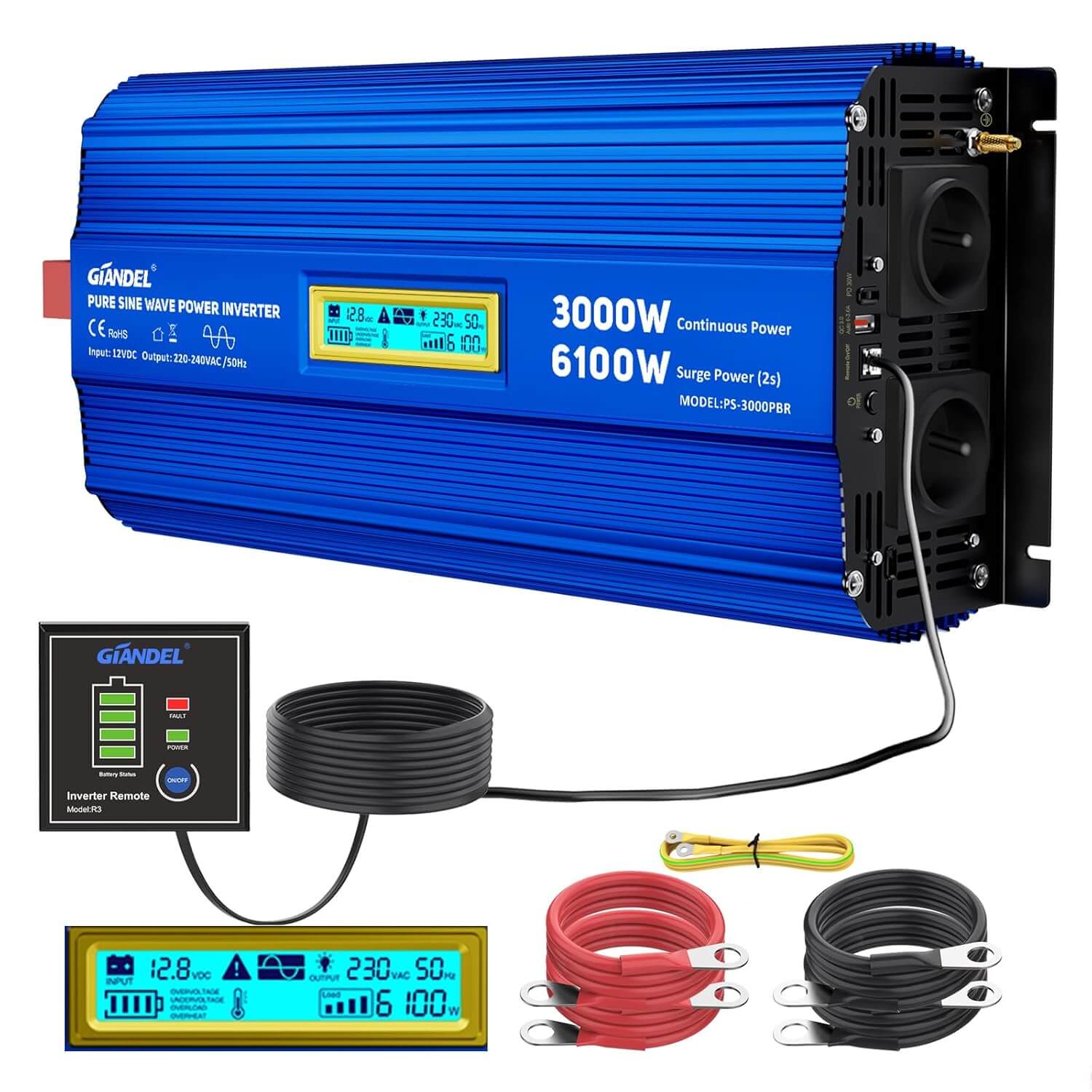 3000W Convertisseur 12V 220V Pur Sinus 6000W Puissance de Pointe
