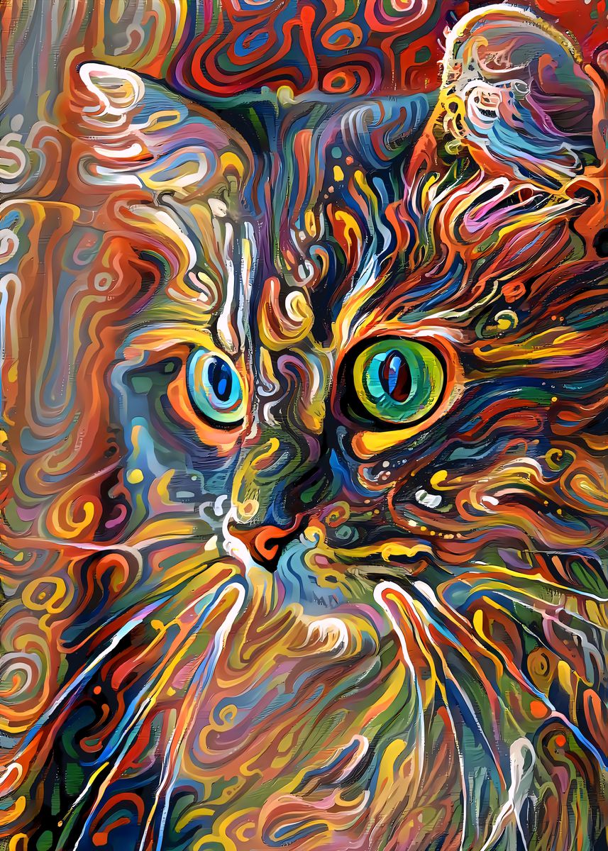 Colorful Cat 40*50CM(Canvas) Full Round Drill Diamond Painting gbfke