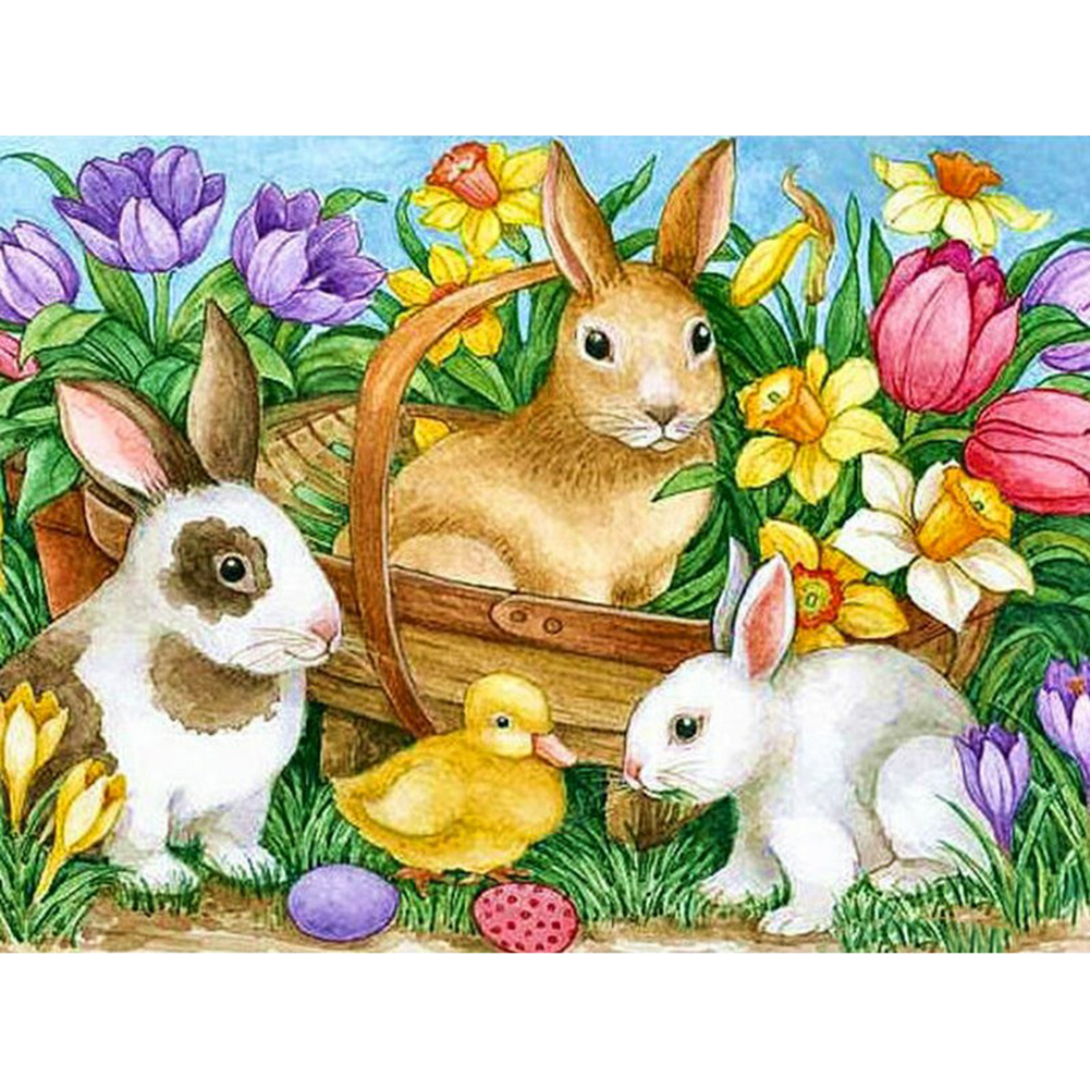 

50*40CM - Round Drill Diamond Painting - Easter Bunny, 501 Original