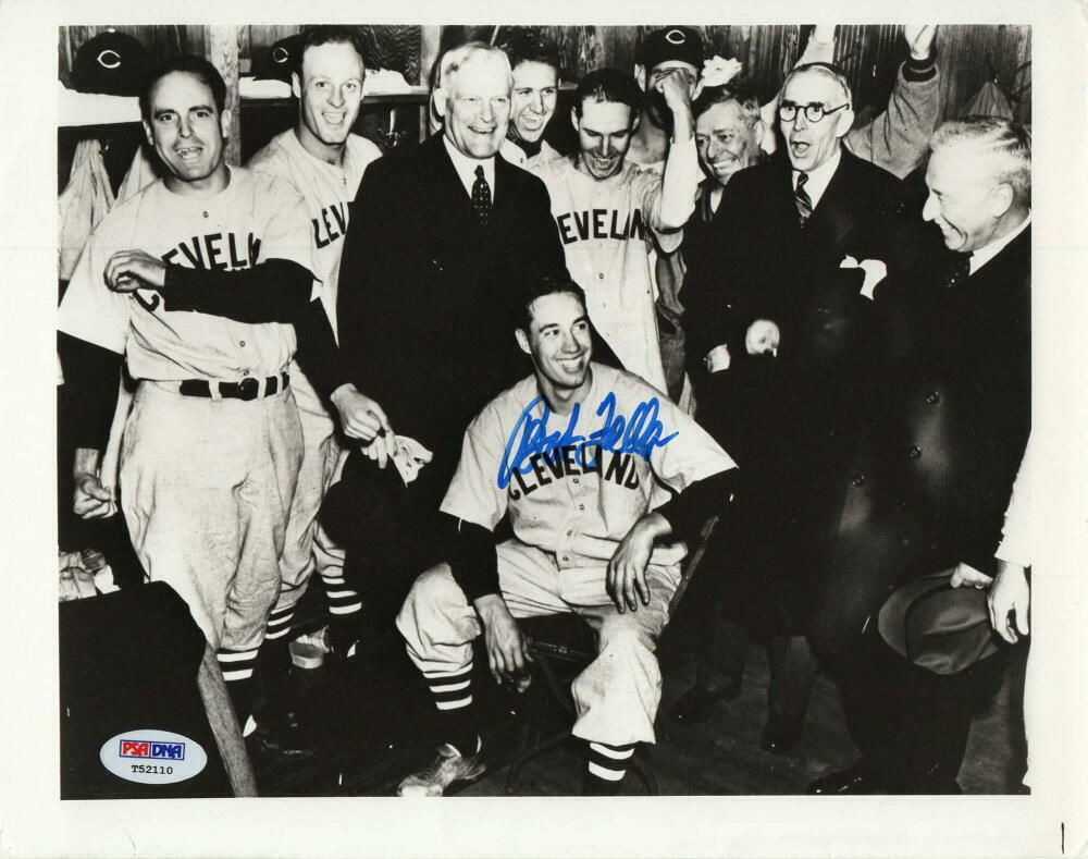 BOB FELLER SIGNED AUTOGRAPH 8x10 Photo Poster painting - BASEBALL ICON CLEVELAND INDIANS HOF PSA