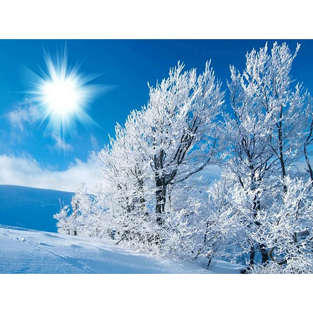 

40*30CM - Round Drill Diamond Painting - Mountain Snow Scene, 501 Original