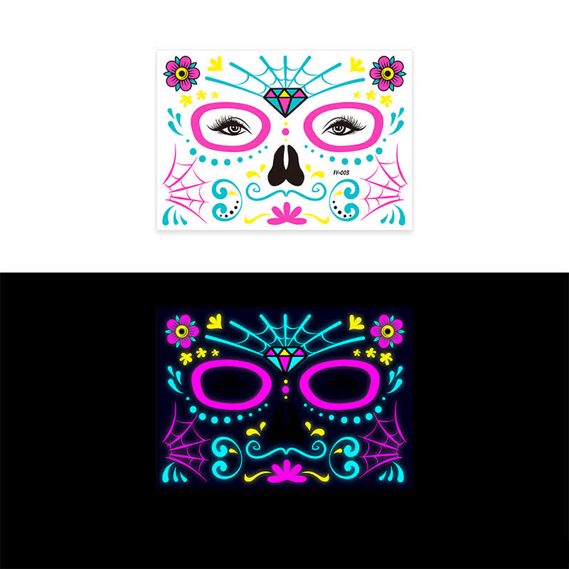 8 Sheets Halloween Funny Luminous Temporary Tattoos Stickers