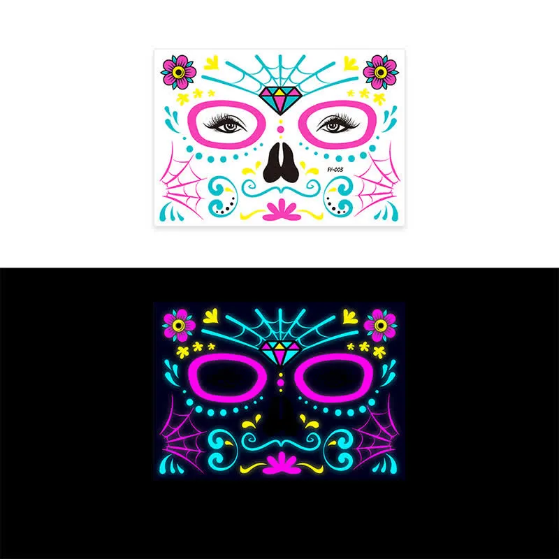 8 Sheets Halloween Funny Luminous Temporary Tattoos Stickers