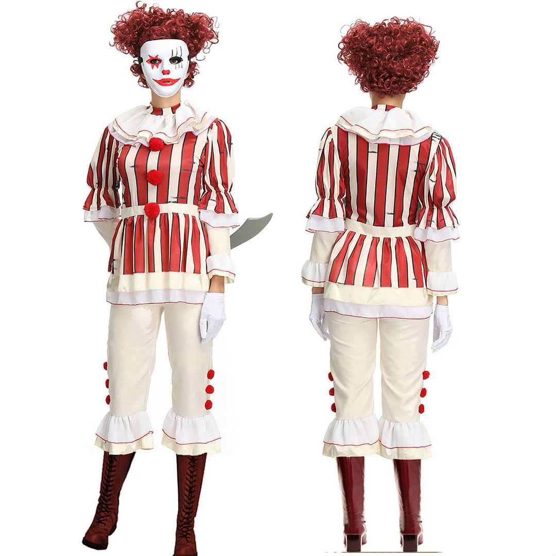Halloween Party Outfits Terror Evil Clown Cosplay Costume for Adult-Pajamasbuy