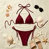 White High-Waisted Bikini Set with Adjustable Straps and Faux Fur-Like Texture for Summer Beach Wear by Inlyline