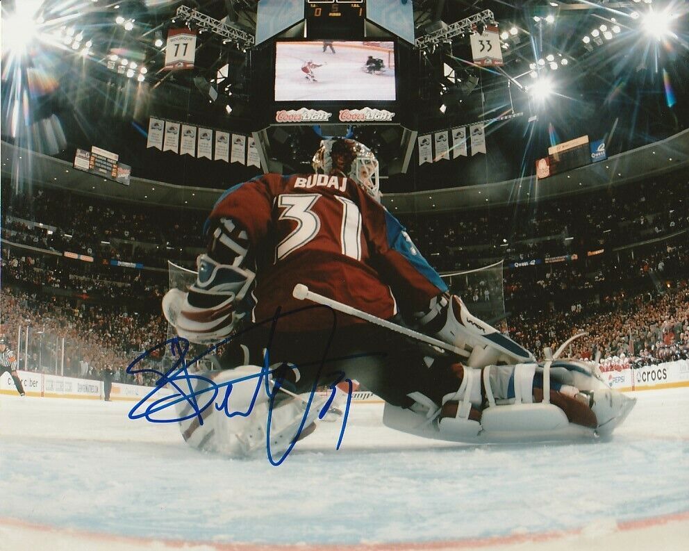 PETER BUDAJ SIGNED COLORADO AVALANCHE GOALIE 8x10 Photo Poster painting #4 Autograph