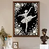 Ballet Girl Premium 5D Diamond Painting Kit Black & White Pearls painting Sparkling Special Shaped Diamond painting