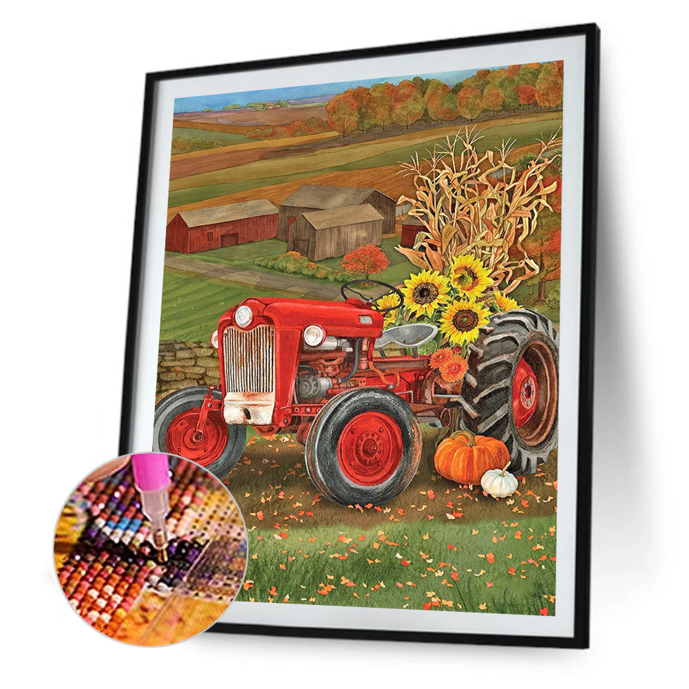 

(Multi-Size) Red Tractor - Round/Square Drill Diamond Painting - 30*40CM, Round diamond 30*40cm, 501 Original