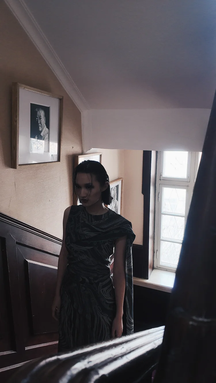 SHUHS Printed Wrap Dress - 15 Recycled Water Bottles - Black