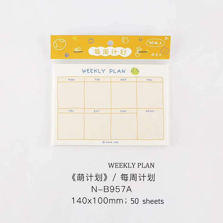 JOURNALSAY Cute Plan Series Creativity Kawaii Memo Pad No Sticky