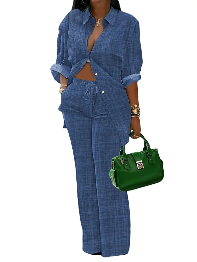 Uveng Uveng Women's Autumn And Winter 2024 New Long-Sleeved Shirt Printed Trousers Two Sets