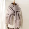 Women's Vintage Mohair Warm Extra Long Tassel Scarf by Inlyline