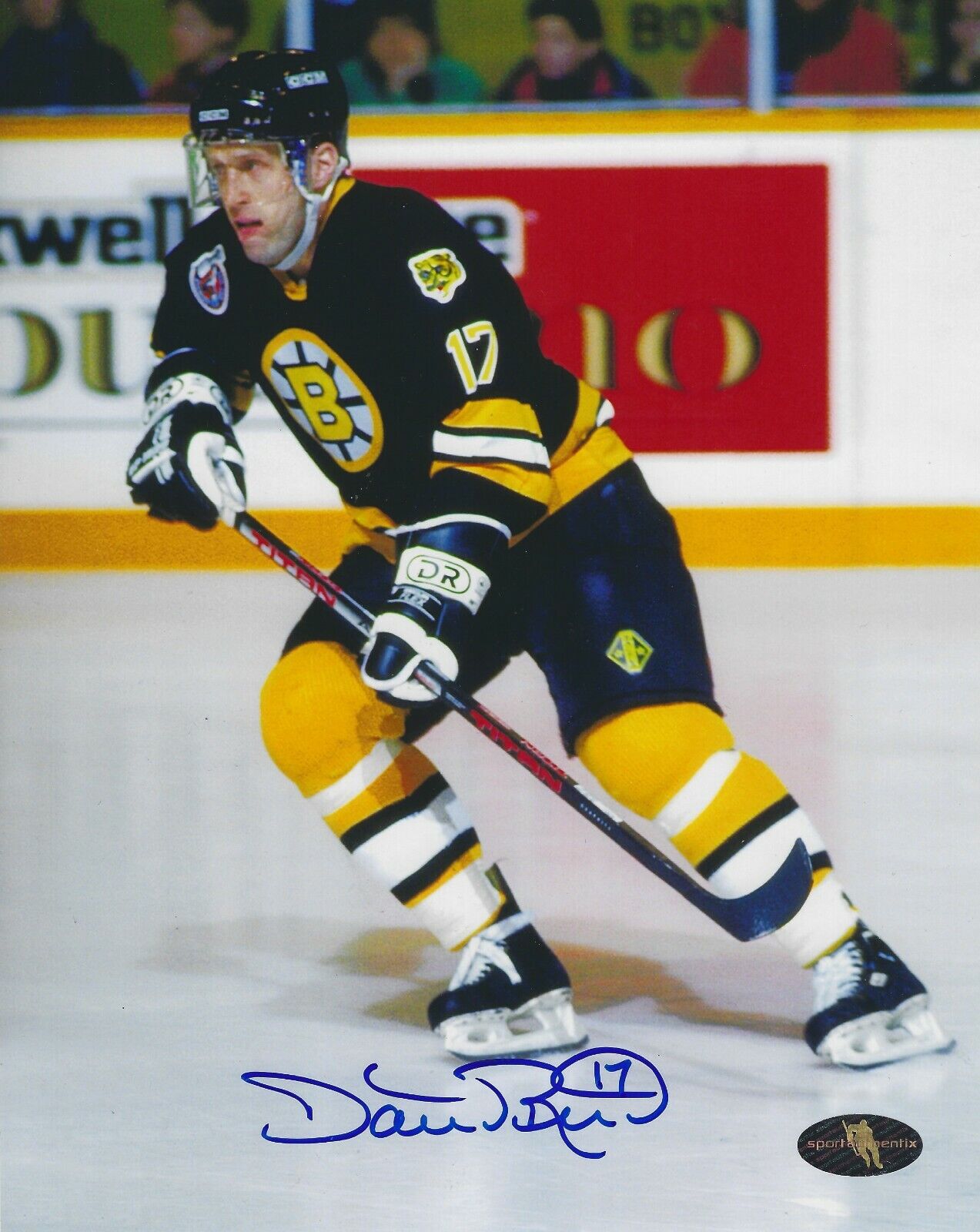 Signed 8x10 DAVE REID Boston Bruins Autographed Photo Poster painting - COA