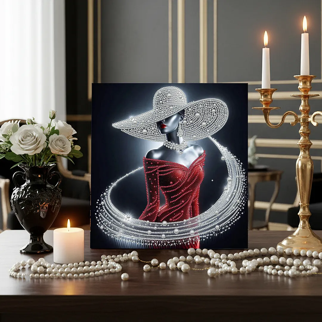 Elegant Lady - DIY Pearl Diamond Art Kit With Frame 30*30cm