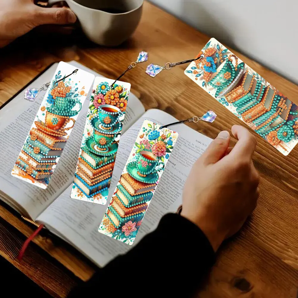 4Pcs DIY Book Diamond Painting Bookmarks Diamond Art Bookmarks for Book Lovers 
