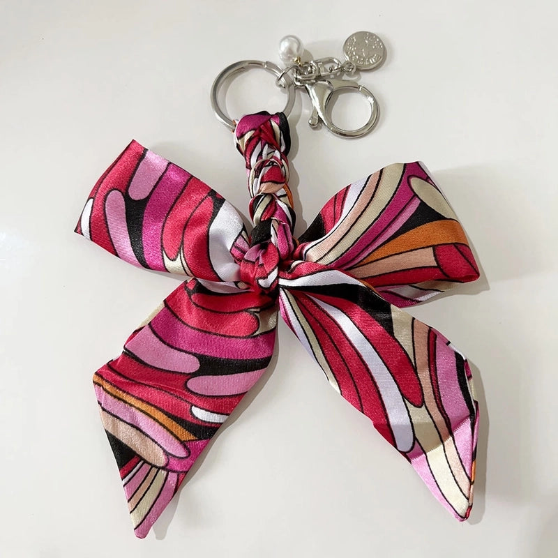 Sweet Minimalist Bow Knot Cloth Metal Unisex Bag Pendant Keychain