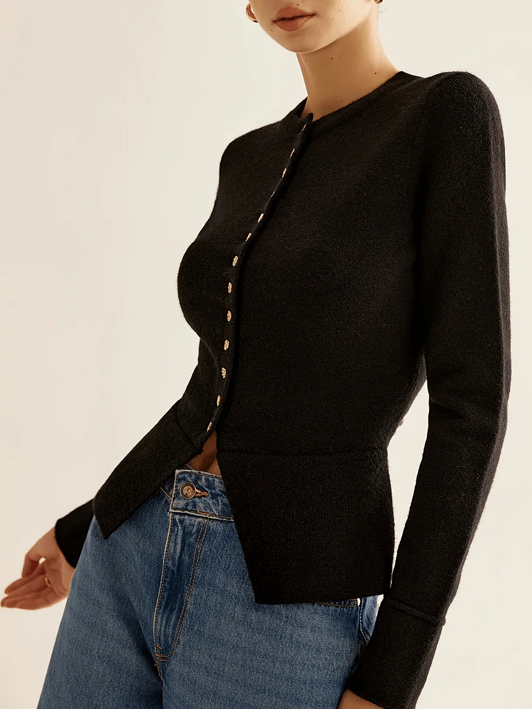 Nigikala Nigikala And Winter Women's Button Knitted Cardigan Fashion Temperament Elegant Sweater