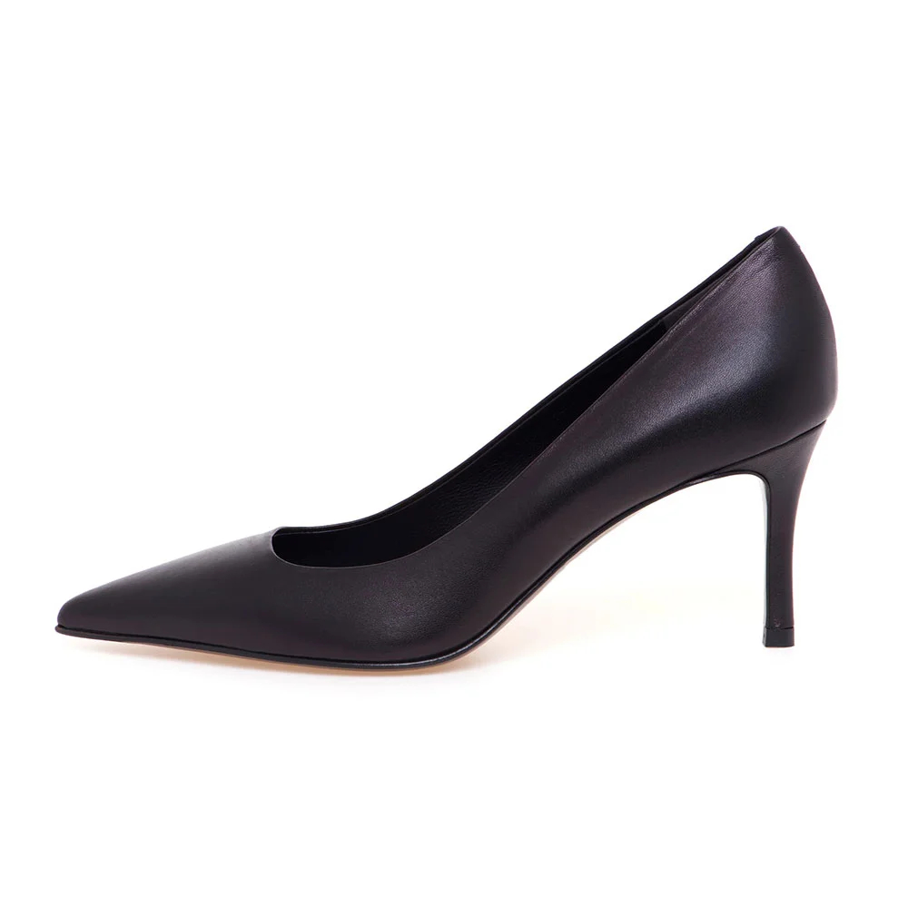 Chic Pointed Toe Stiletto Heel Slip On Black Pumps for Women