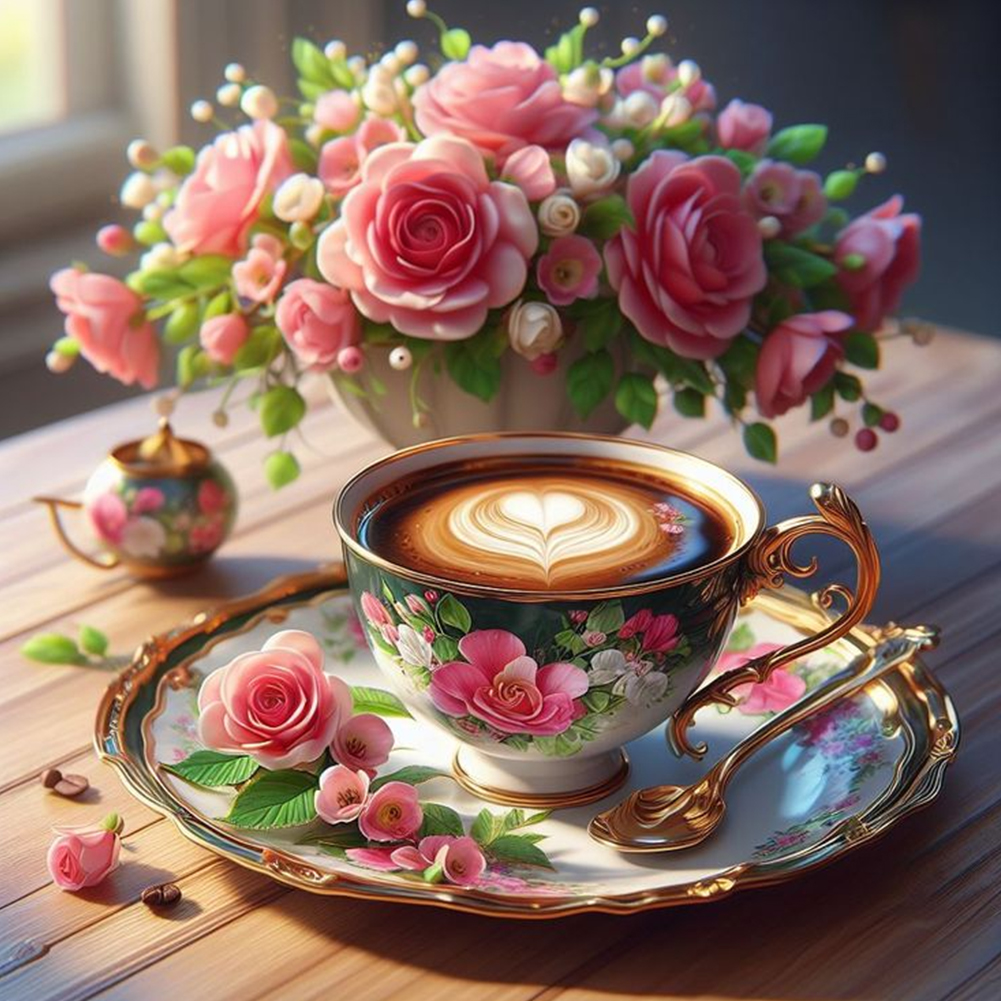 Coffee In A Vase 40*40cm(canvas) full round drill diamond painting