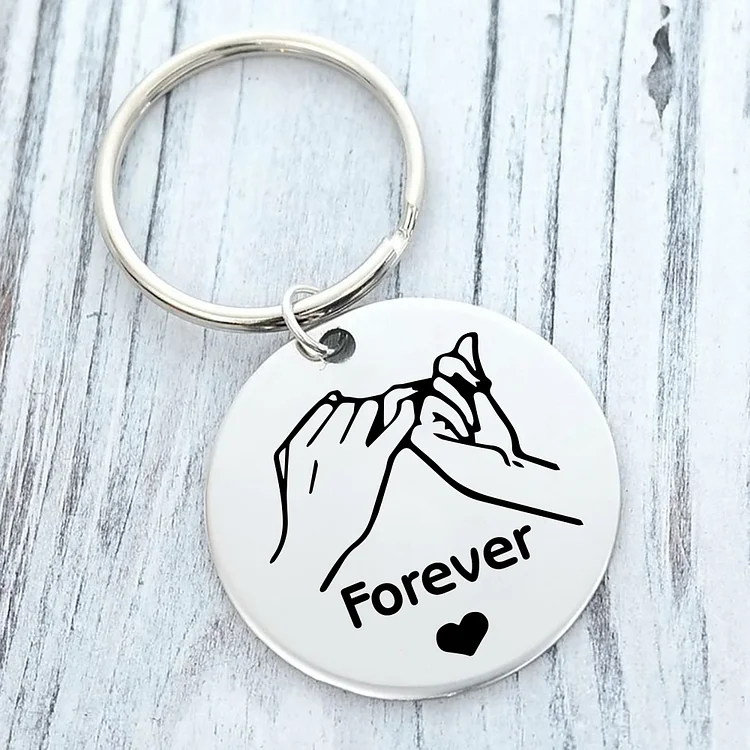Pinky Swear Personalized Round Keychain Custom Text Keyring Gift For Friend/Sister/Bestie