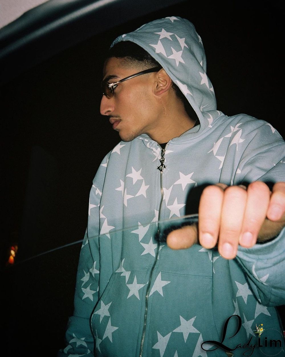 Women Star Print Zip Oversized Hoodies Jacket