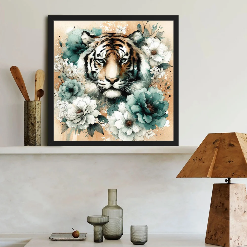 Diamond Painting - Full Round Drill - Flower Tiger(Canvas|40*40cm)