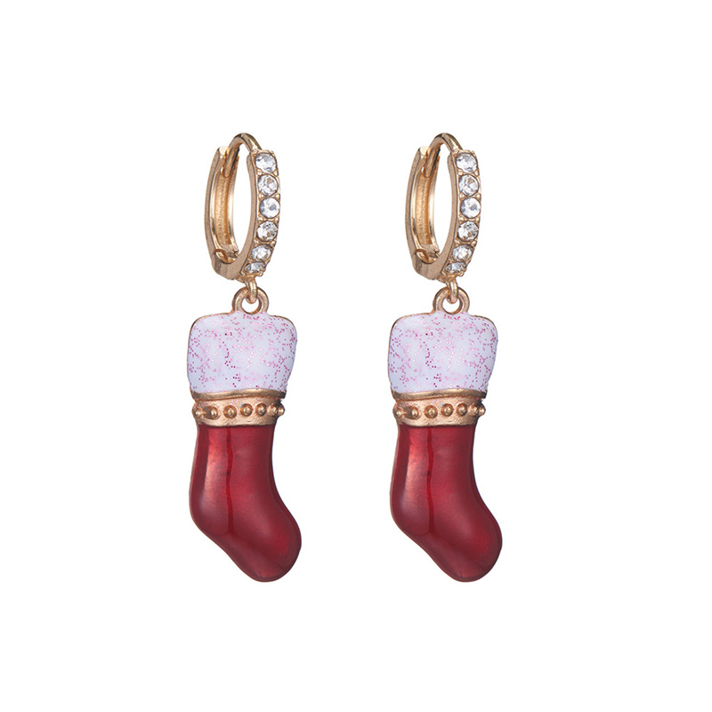 Christmas Red Sock Diamond Earrings 2024 - Flycurvy 