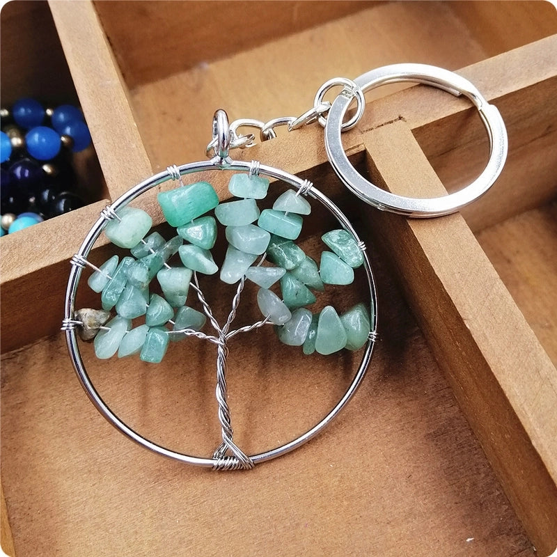Elegant Minimalist Life Tree Crystal Copper Plating Keychain