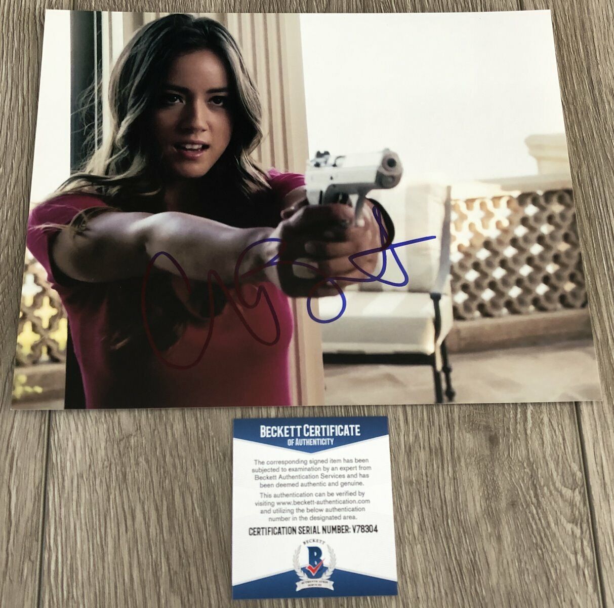 CHLOE BENNET SIGNED AGENTS OF S.H.I.E.L.D. 8x10 Photo Poster painting B w/PROOF BECKETT BAS COA