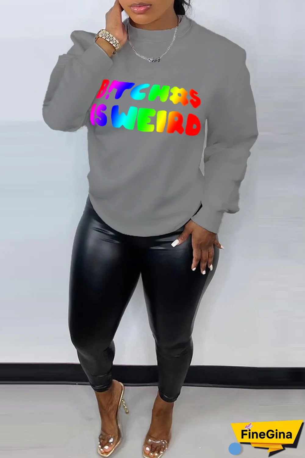 Yellow Street Vintage Print Patchwork Letter O Neck Tops