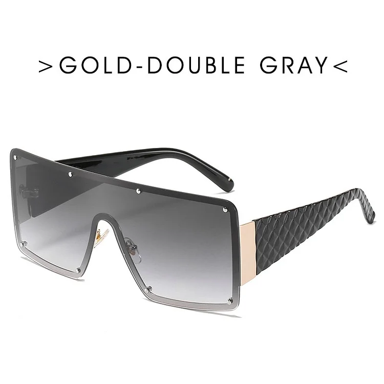 Oversized Square Metal Frame Vintage Women Sunglasses at Hiphopee