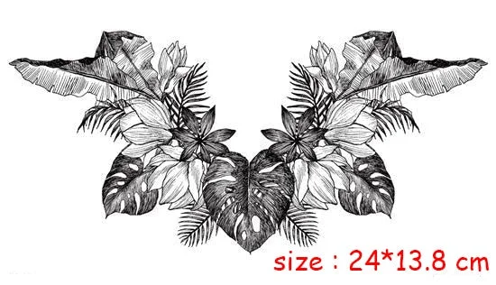Temporary Tattoo Sticker Plant Leaf Flower Like Butterfly Sexy Chest Back Fake Tatoo Waterproof Flash Tatto Art for Woman Girl