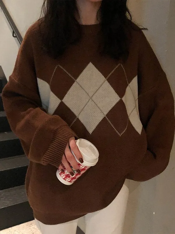 Brownm argyle sweater