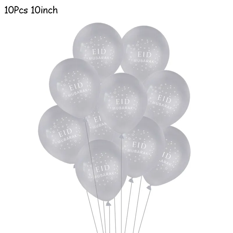 10Pcs EID MUBARAK Balloons Decor Ramadan And Eid Decoration Muslim Hijab Islamic Decor Muslim Ramadan Mubarak Party Supplies