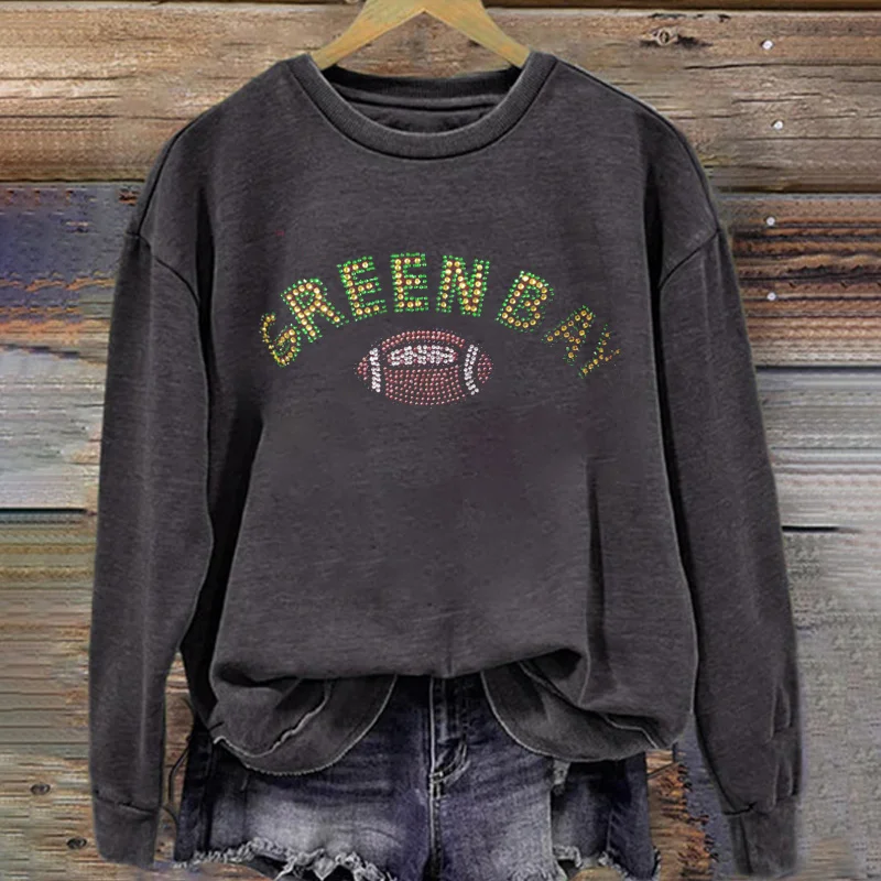 Rhinestone Green Bay Football Sweatshirt