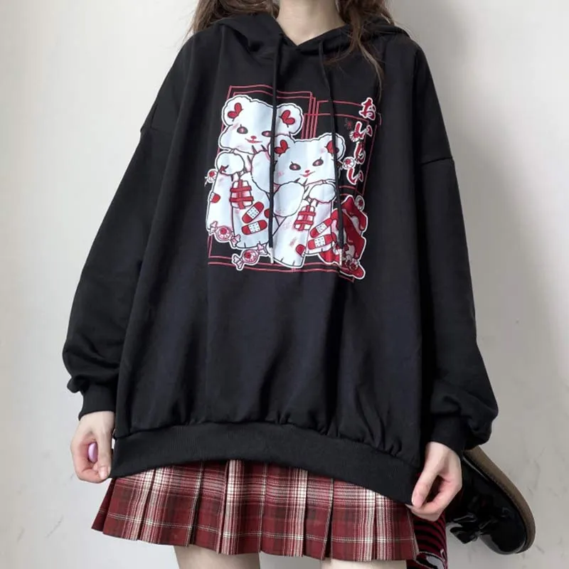 Cartoon Print Casual Hoodie