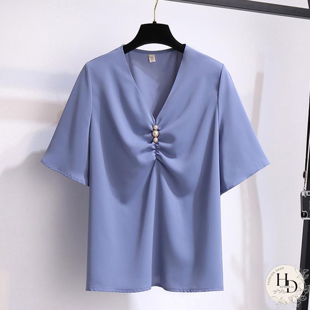 Chic V-Collar Tee+Button Shorts P10770