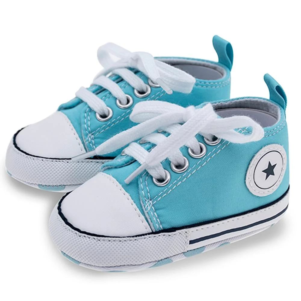 Baby Shoes Boy Girl Star Solid Sneaker Cotton Soft Anti-Slip Sole Newborn Infant First Walkers Toddler Casual Canvas Crib Shoes