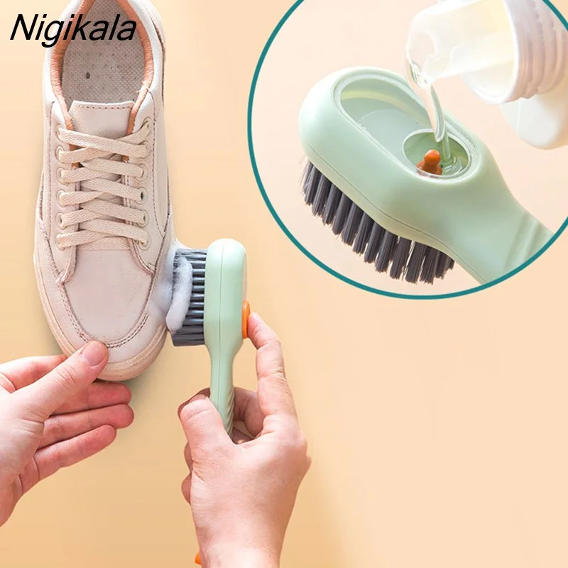 Nigikala Multifunction Shoe Brush Soft Bristled Liquid Filled Up Wash Shoe Cleaning Tool Clothes Board Clean Dish Kitchen Accessories