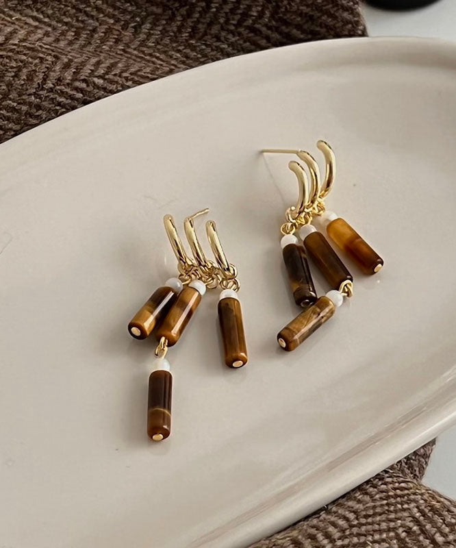 VCSHOES Brown Sterling Silver Wind Chime Tassel Drop Earrings