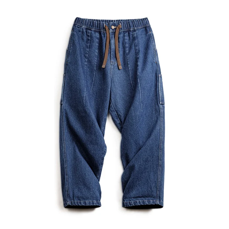Men's Retro Heavy Truck Jeans Loose Wide-leg Casual Straight-leg Pants 100% Cotton