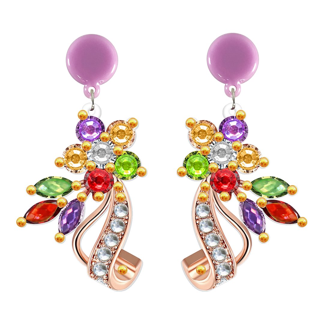 5D Mosaic Diamond Earrings DIY Painting Kit Drilling Ear Dangles Jewelry