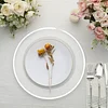 10 Pack | 12" Silver Rim Clear Heavy Duty Plastic Serving Trays, Disposable Charger Plates Tableware
