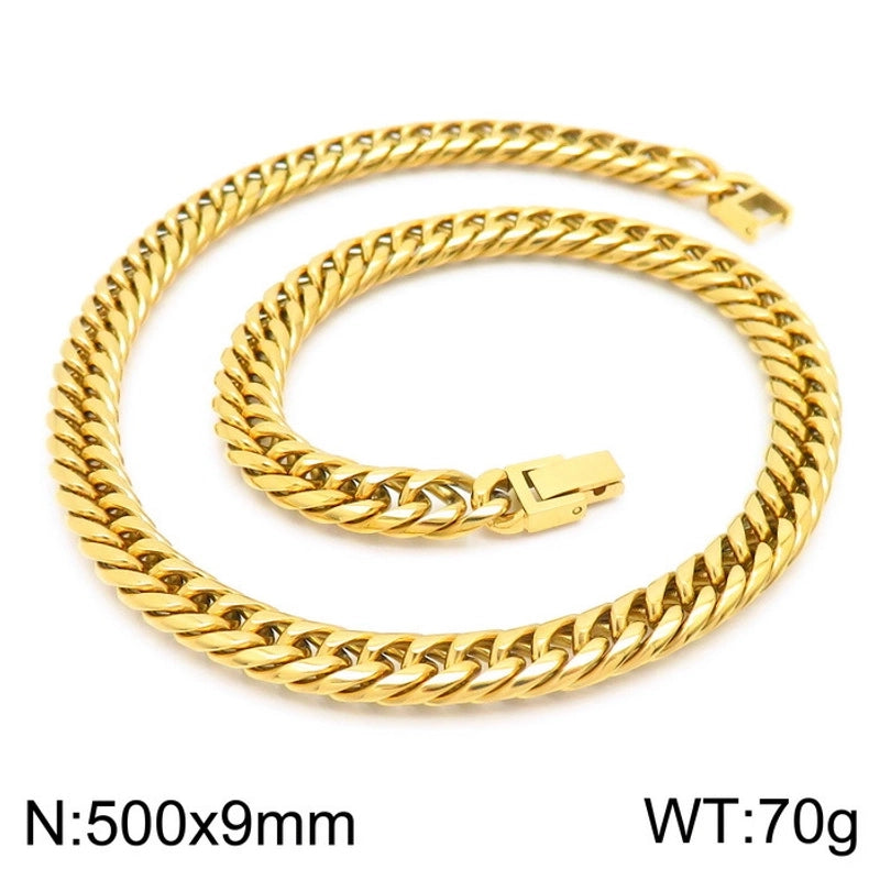 Hip-Hop Retro Solid Color Titanium Steel Plating 18K Gold Plated Men’s Necklace