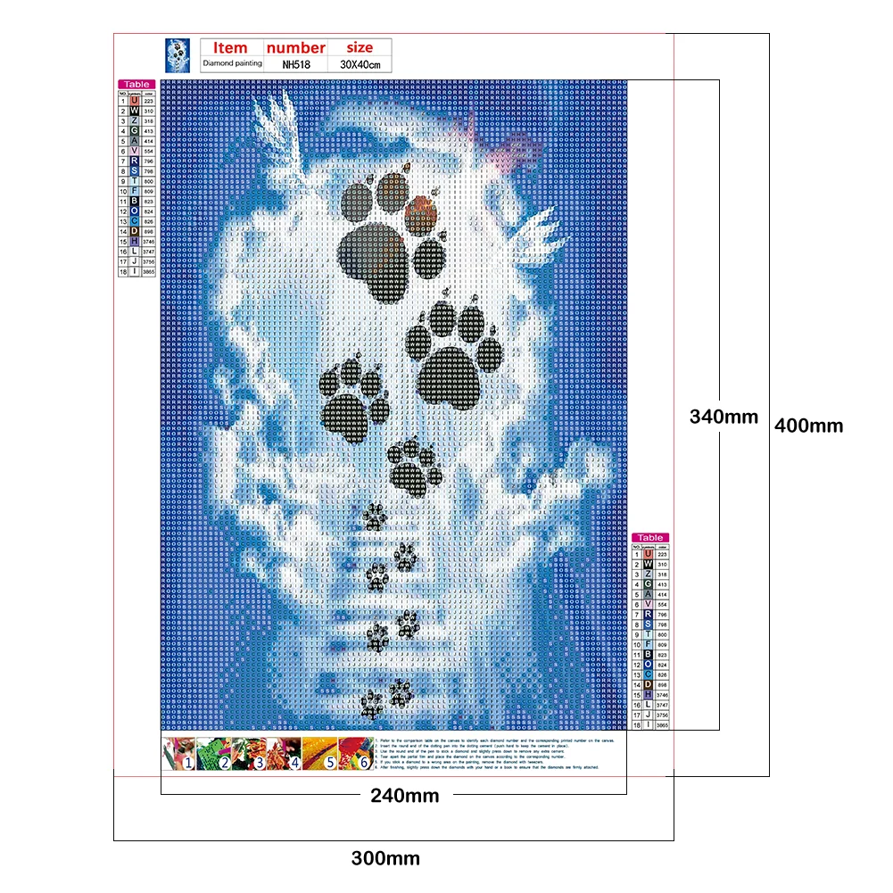 Diamond Painting - Full Round Drill - Dog Footprints Cloud(30*40cm)