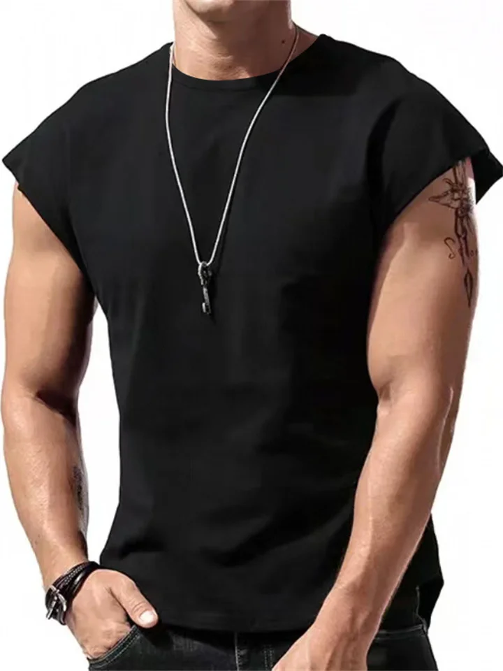 Men's Summer New Sleeveless T-shirt Casual Loose Solid Color Thin Section T-shirt