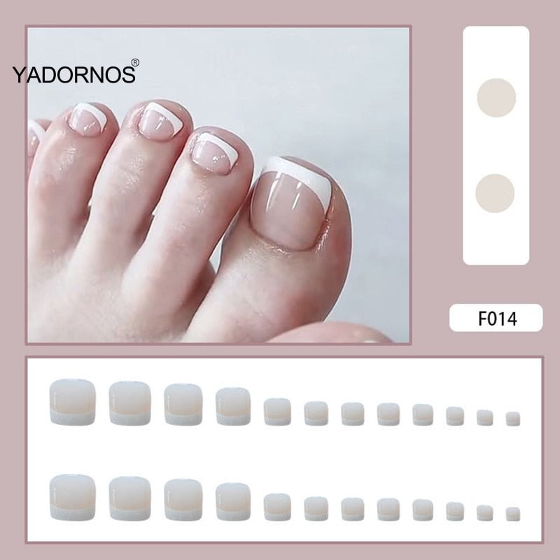 24pcs Press On Toenails Removable Short Paragraph Nude Color Fashion Manicure False Save Time Toenails Patch Fake Nails Feet