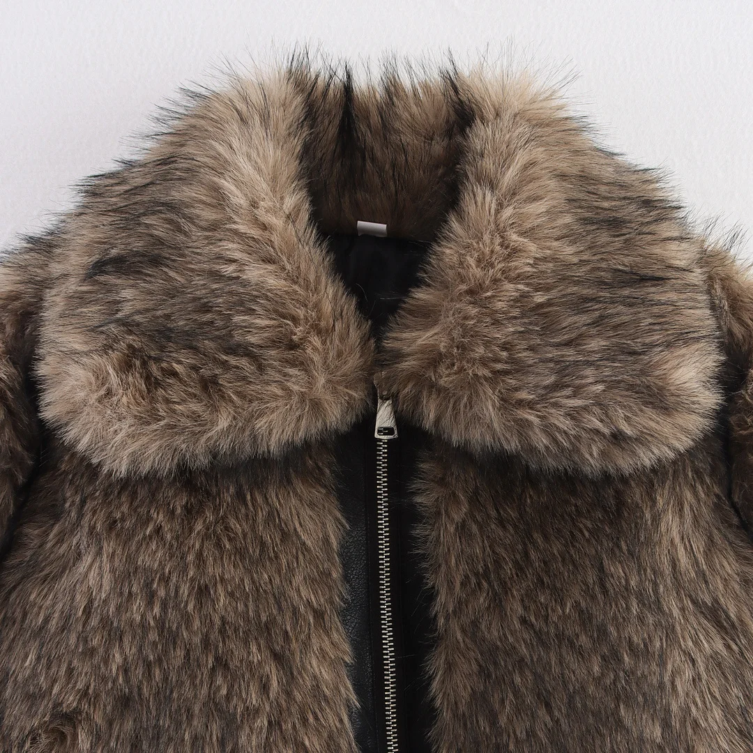 Nigikala Nigikala Women's Explosive Fashion Casual Crash-Colored Fur Jacket Jacket